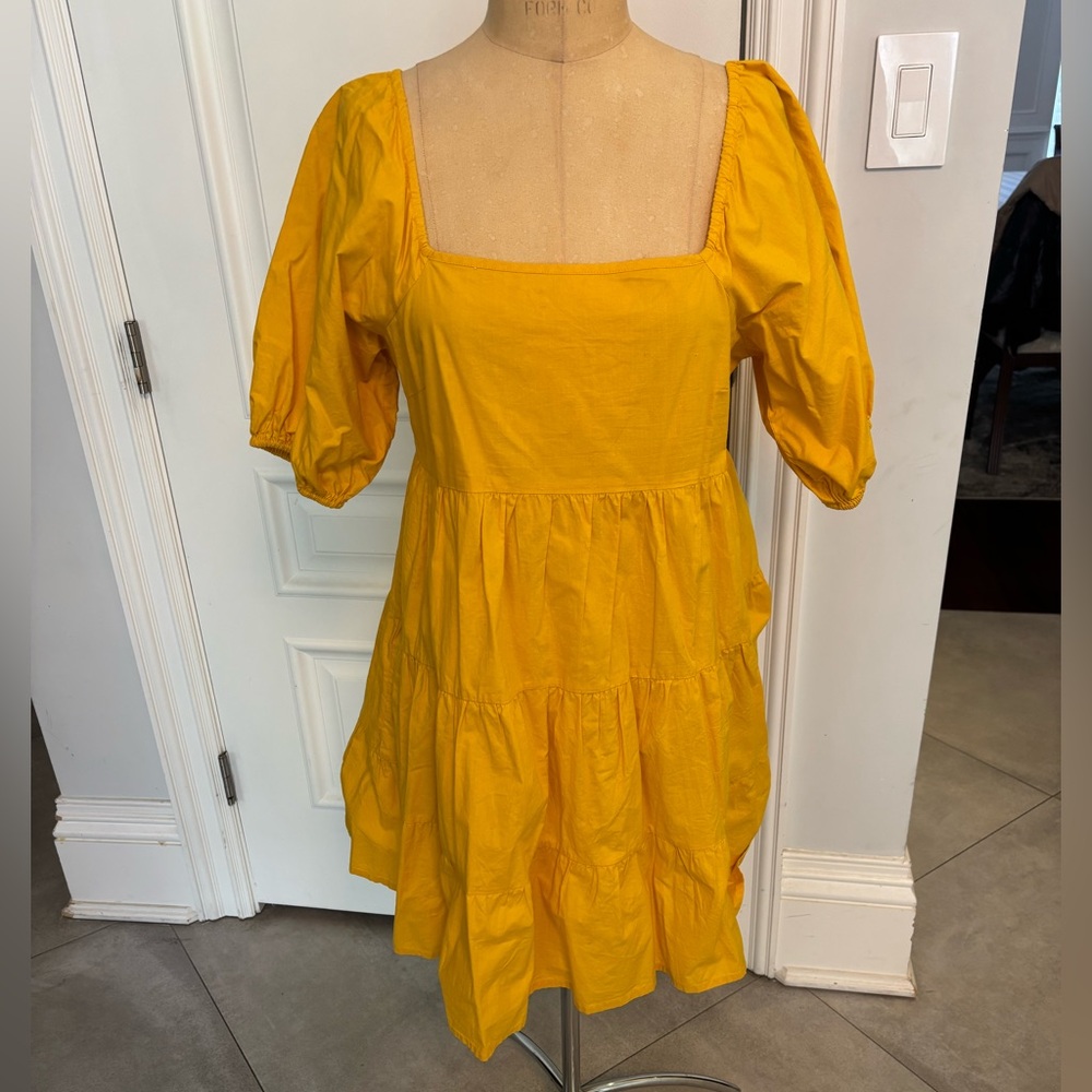 Yellow Puff Sleeve Dress